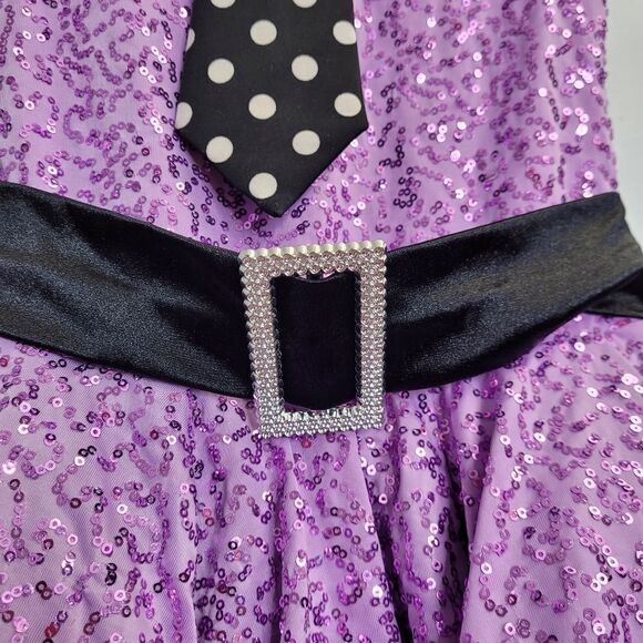 WEISSMAN purple sequin tutu one piece costume with‎ tie tap jazz IC 7/8 - Picture 4 of 11